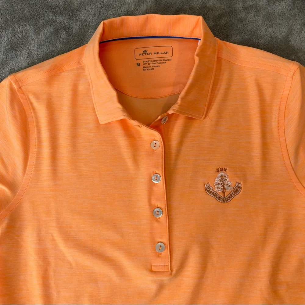 Peter Millar Long Sleeve Polo Shirt‎ Women's Crown Performance Orange Size M